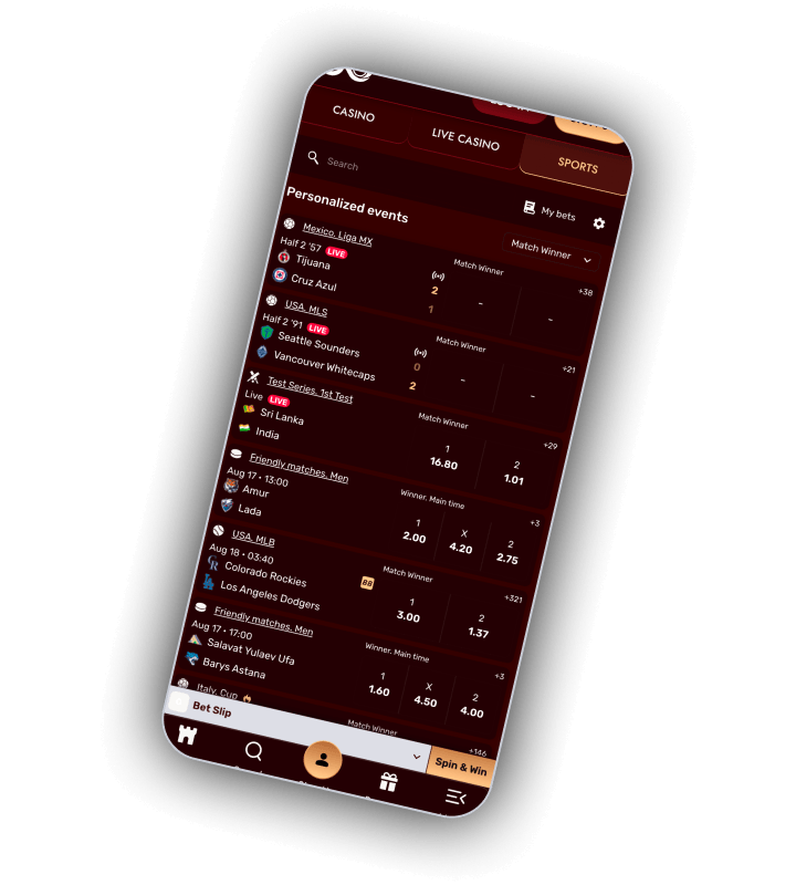 The Loonie Gold sportsbook with the football markets and the bet slip
